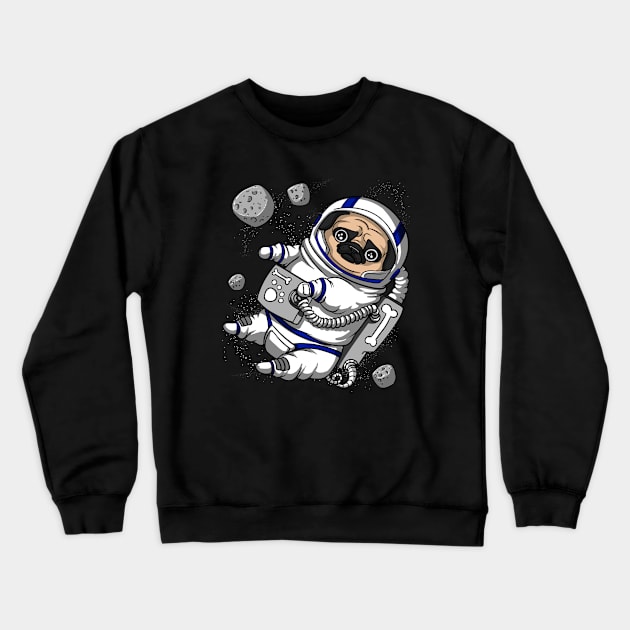 Pug Dog Space Astronaut Crewneck Sweatshirt by underheaven